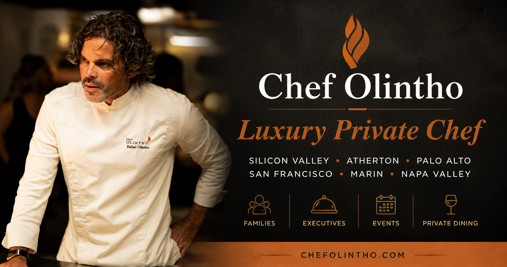Private chef in Atherton California preparing luxury dinner party
