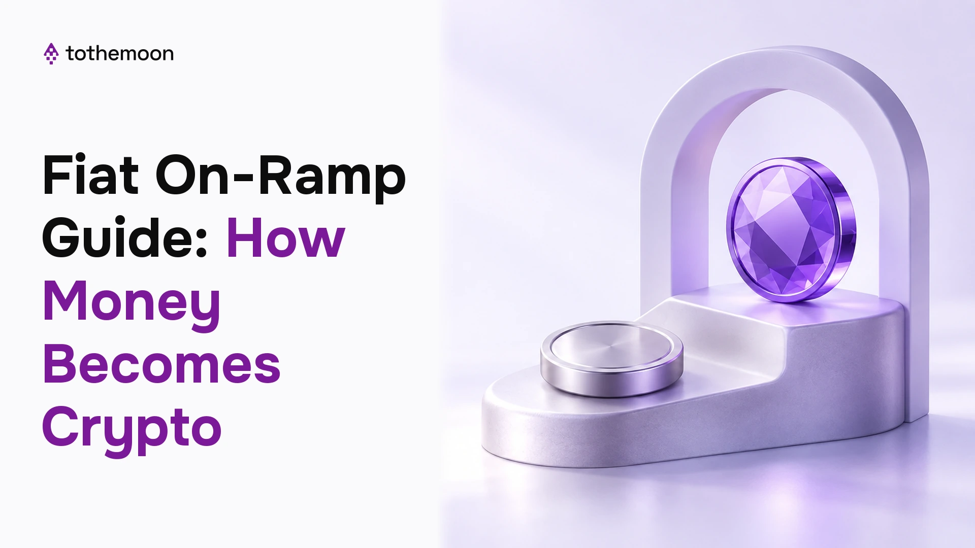 Silver and purple coins on a grounded conversion ramp beneath a polished arch