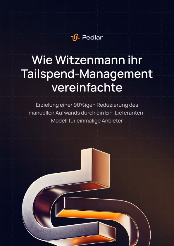 Pedlar-Logo mit Überschrift: Wie Witzenmann ihr Tailspend-Management vereinfachte, mit einem abstrakten, geschwungenen 3D-Design darunter.