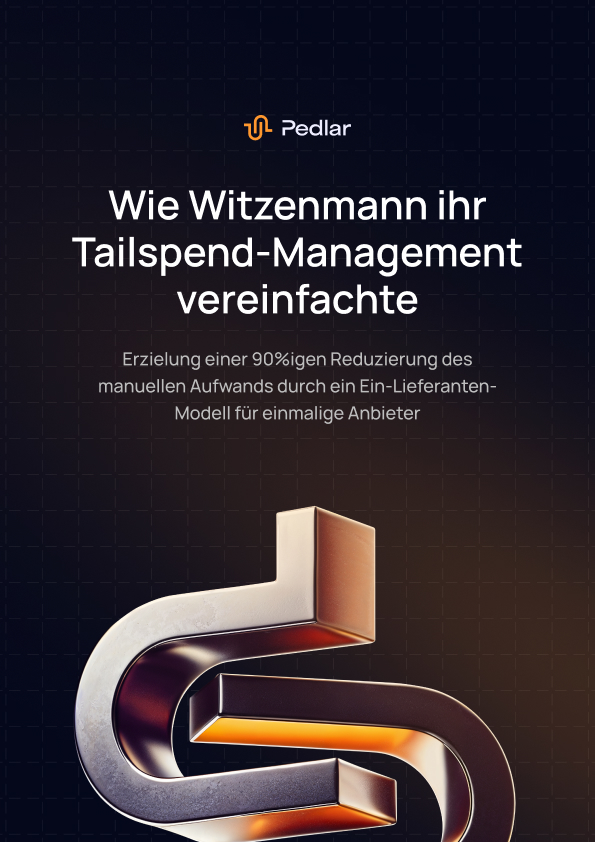 Pedlar-Logo mit Überschrift: Wie Witzenmann ihr Tailspend-Management vereinfachte, mit einem abstrakten, geschwungenen 3D-Design darunter.