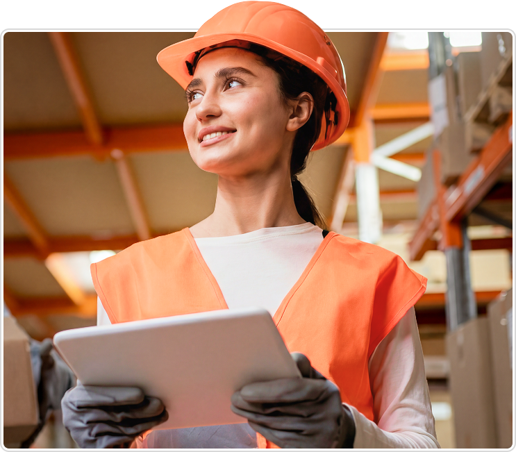 Mitarbeiterin mit Tablet