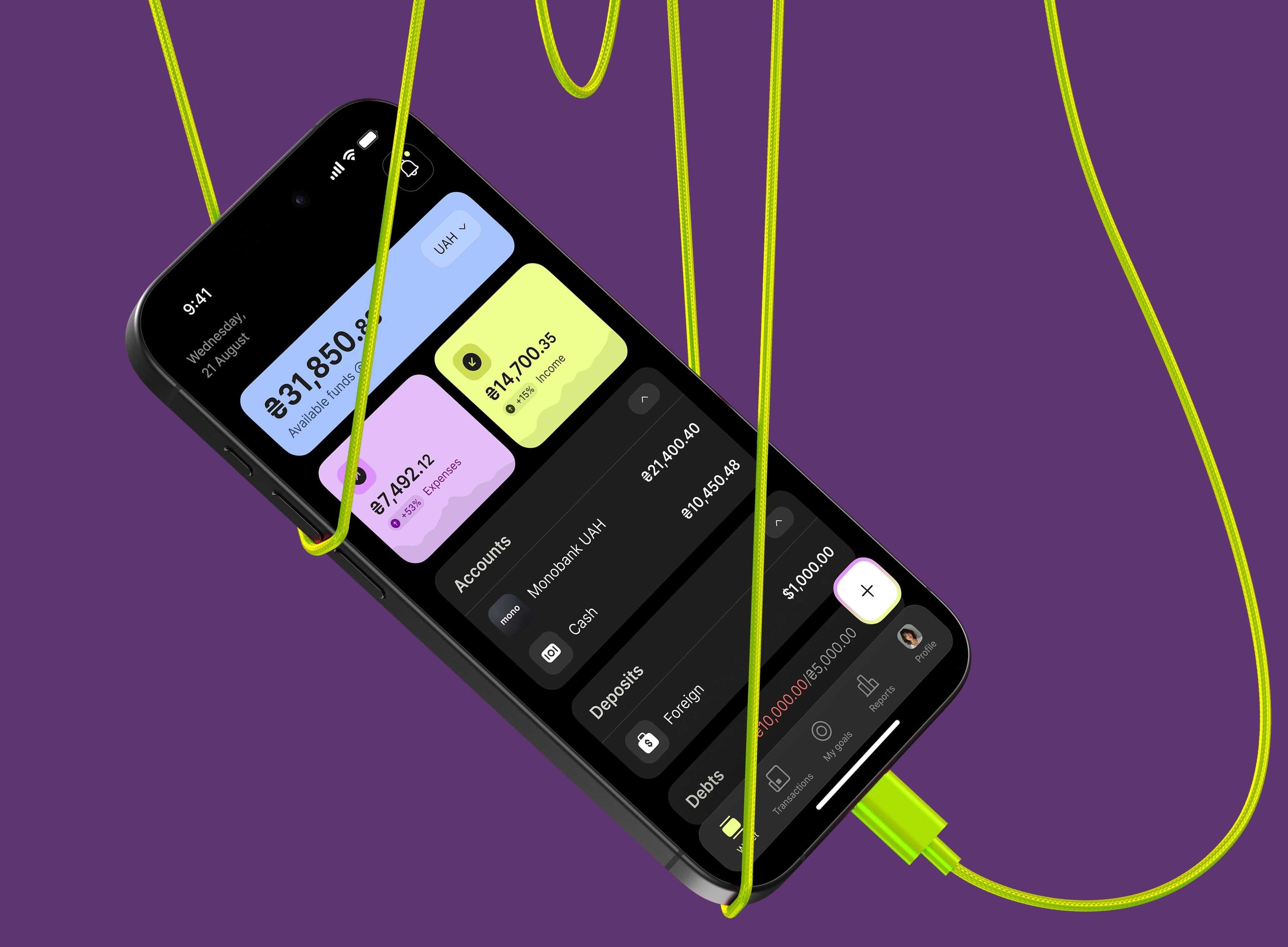 Mobile app for tracking finances