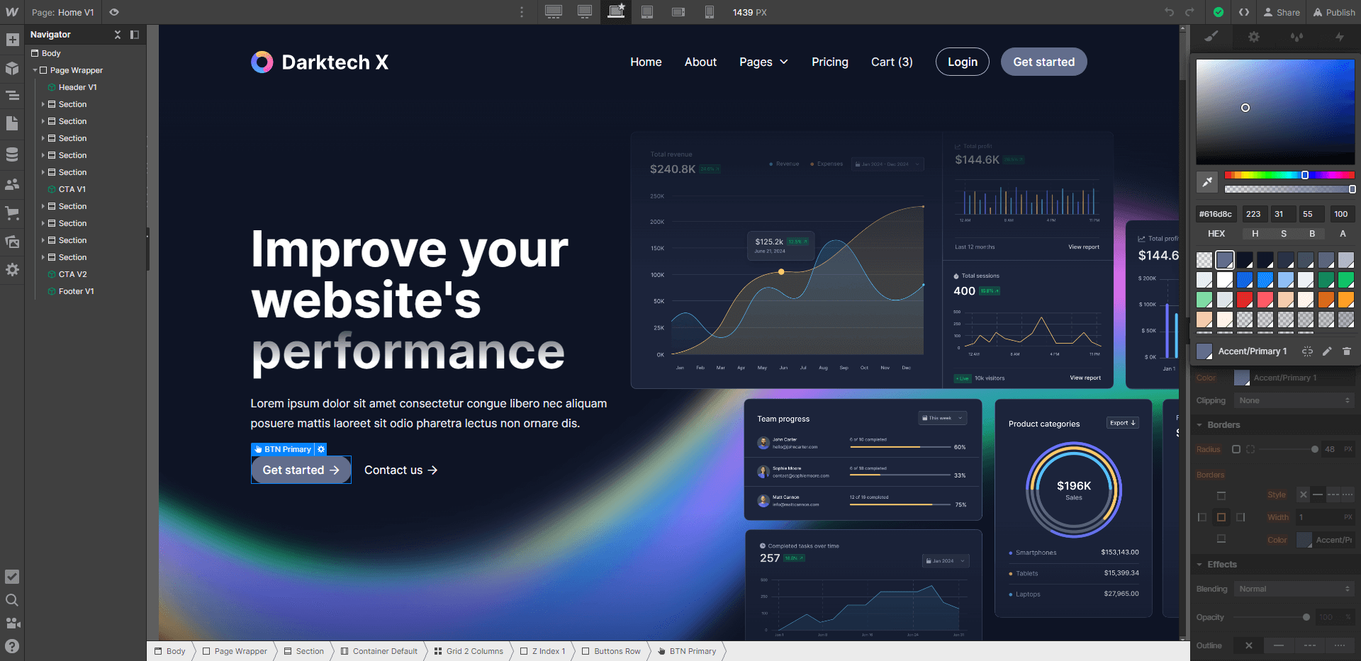 Color - Darktech X Webflow Template