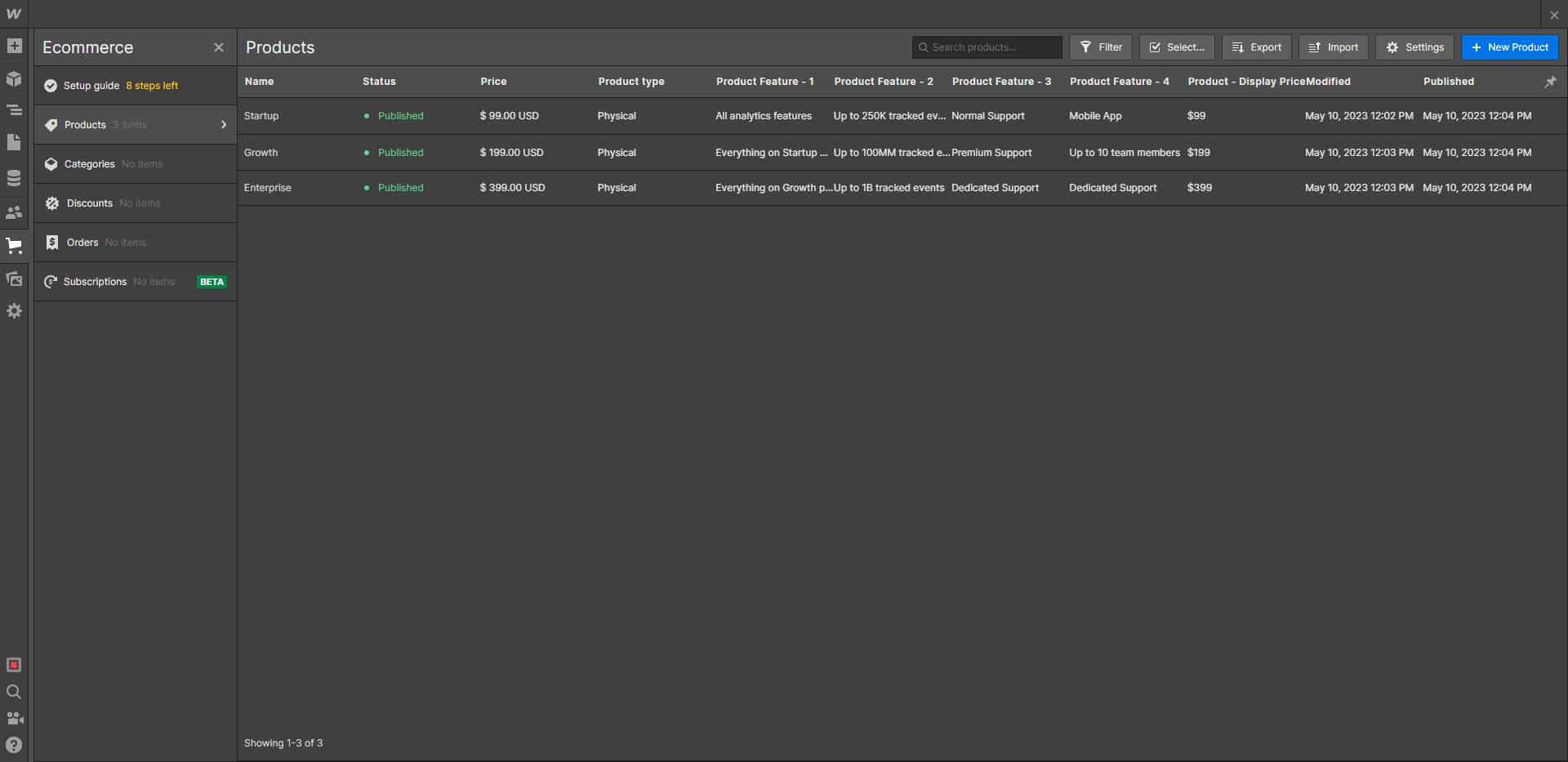 Ecommerce Collection - Darktech X Webflow Template