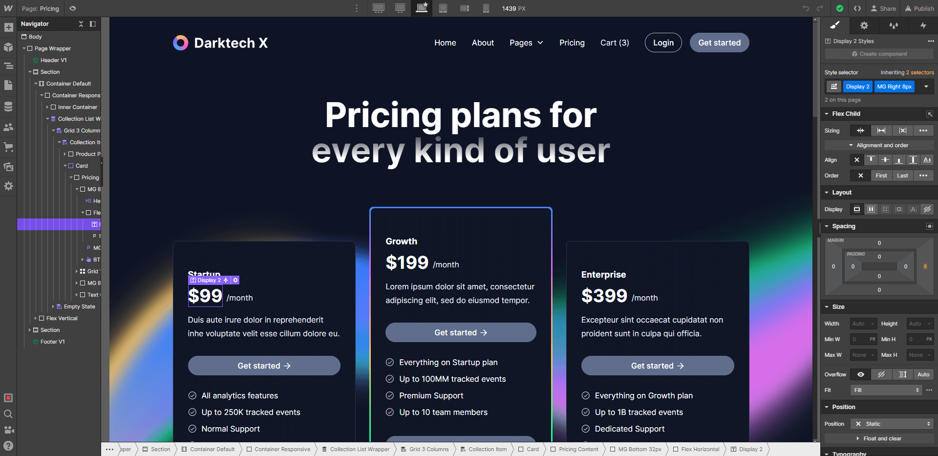 Ecommerce Content - Darktech X Webflow Template