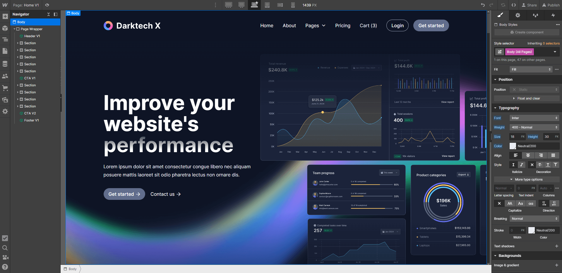 Typography - Darktech X Webflow Template