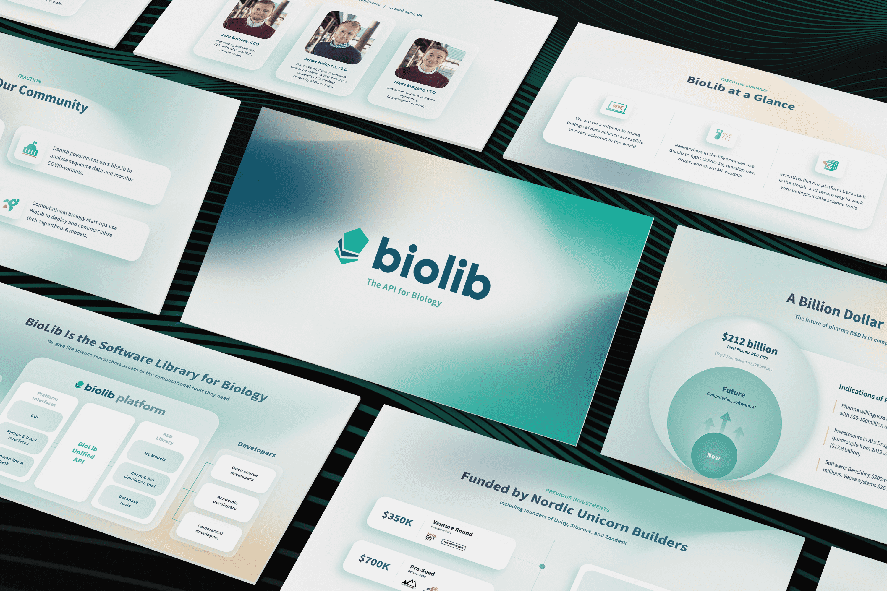 Pitch deck that secured investment for Danish bio AI company