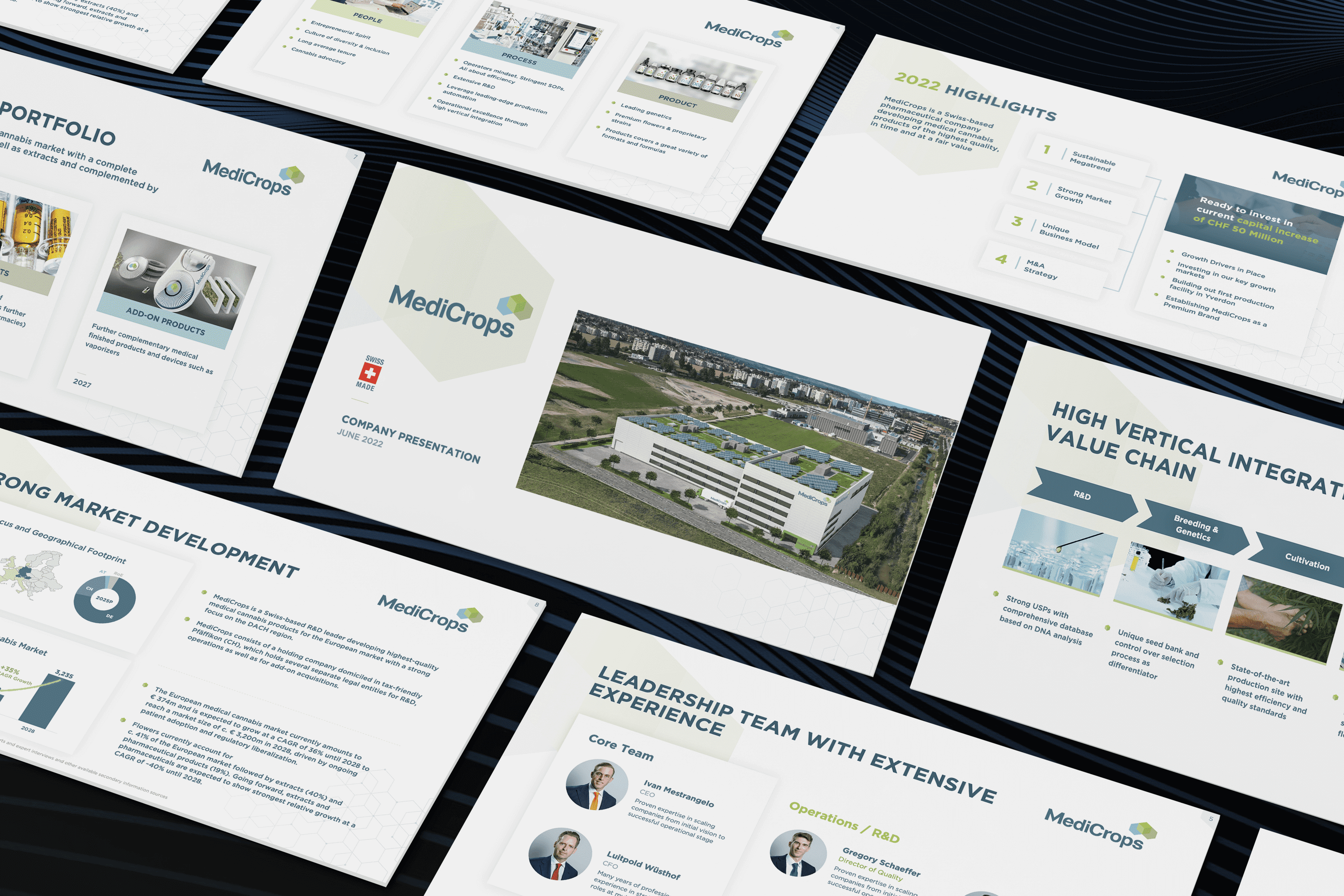 Pitch deck that secured venture capital for Medical Cannabis in Switzerland