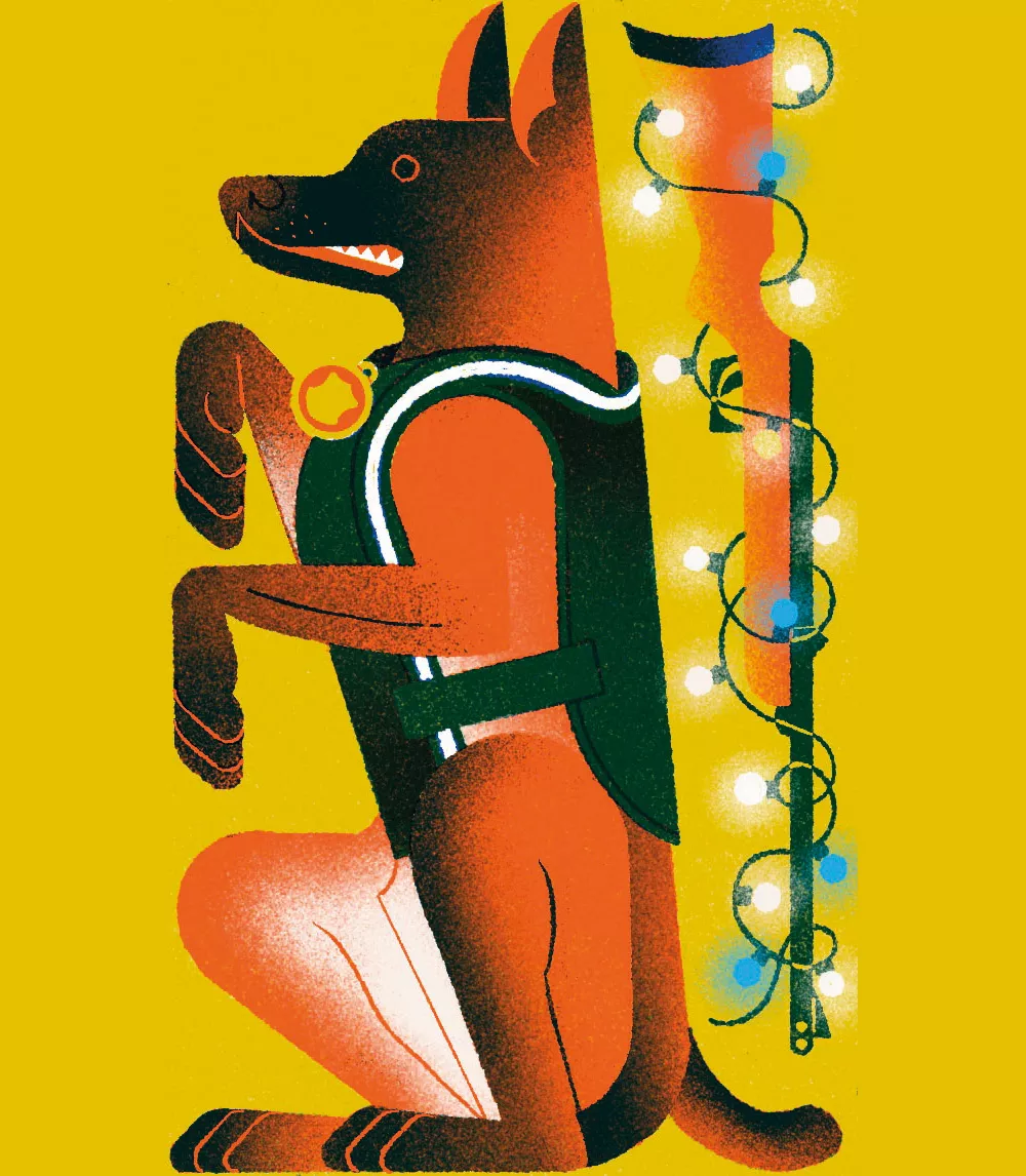Drawing of a police dog sitting