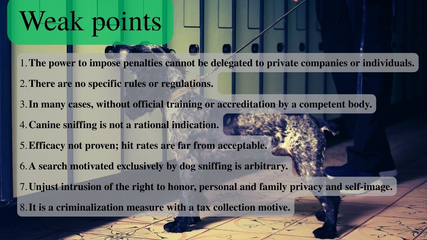 Summary of the weaknesses of using drug-sniffing dogs.