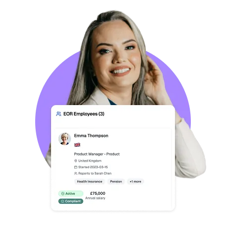 EOR dashboard and woman graphic