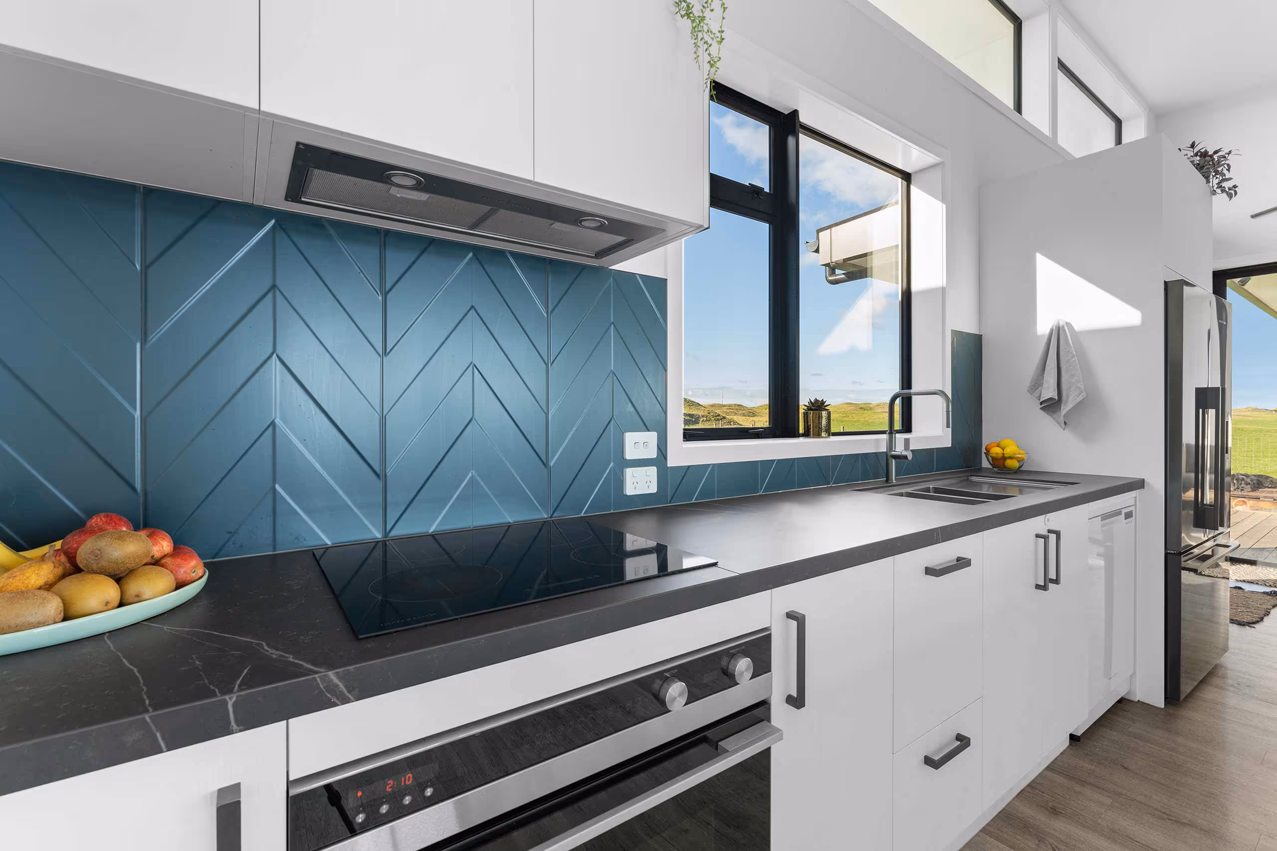 Tiled wall splashback with tiles from Concept Tile Collective in Whanganui