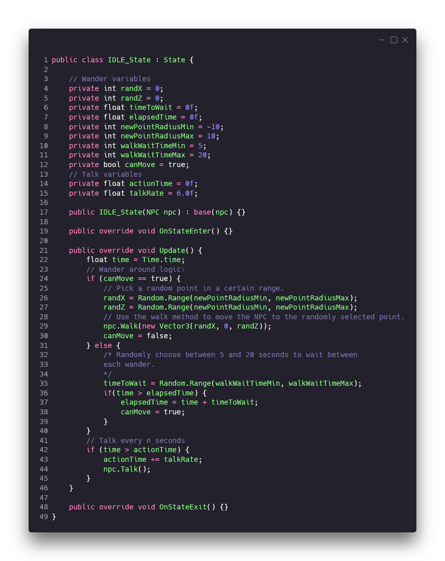 NPC System code snippet