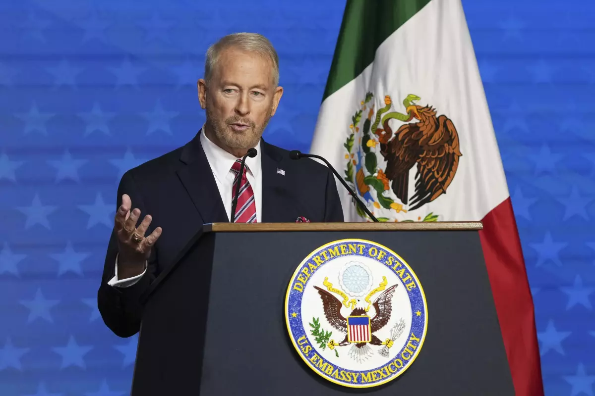 Ronald Johnson, the U.S. ambassador to Mexico, speaks at his residence in Mexico City on June 26, 2025. (Eduardo Verdugo/AP)