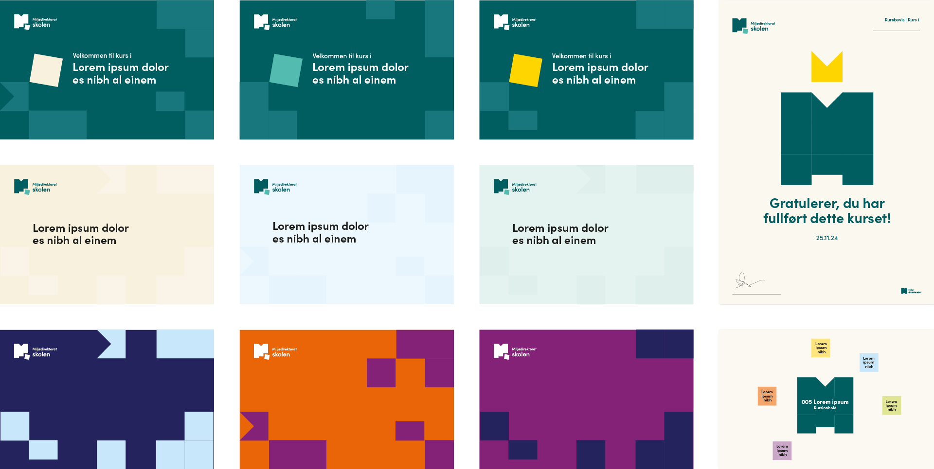 Designelement og eksempler på uttak for Miljødirektoratskolen