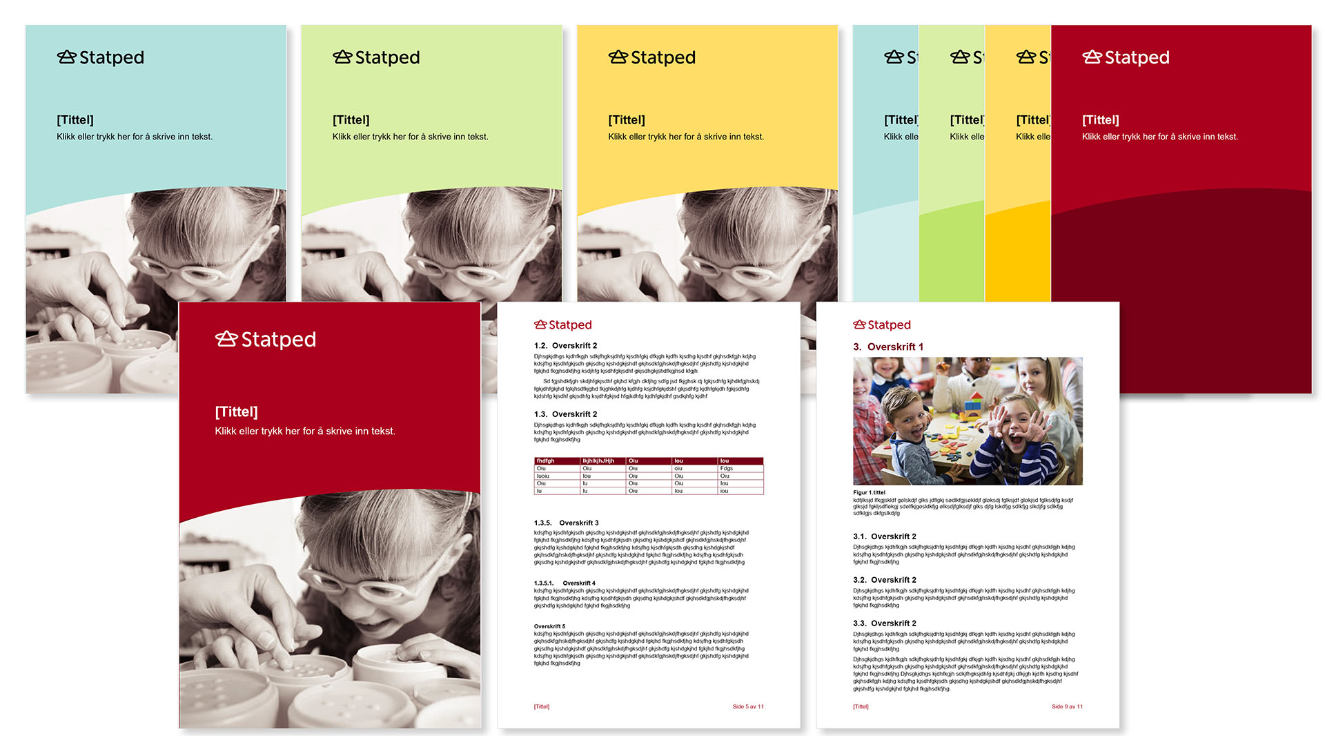 Eksempler på hvordan Statpeds profil kan benyttes på dokumentforsider