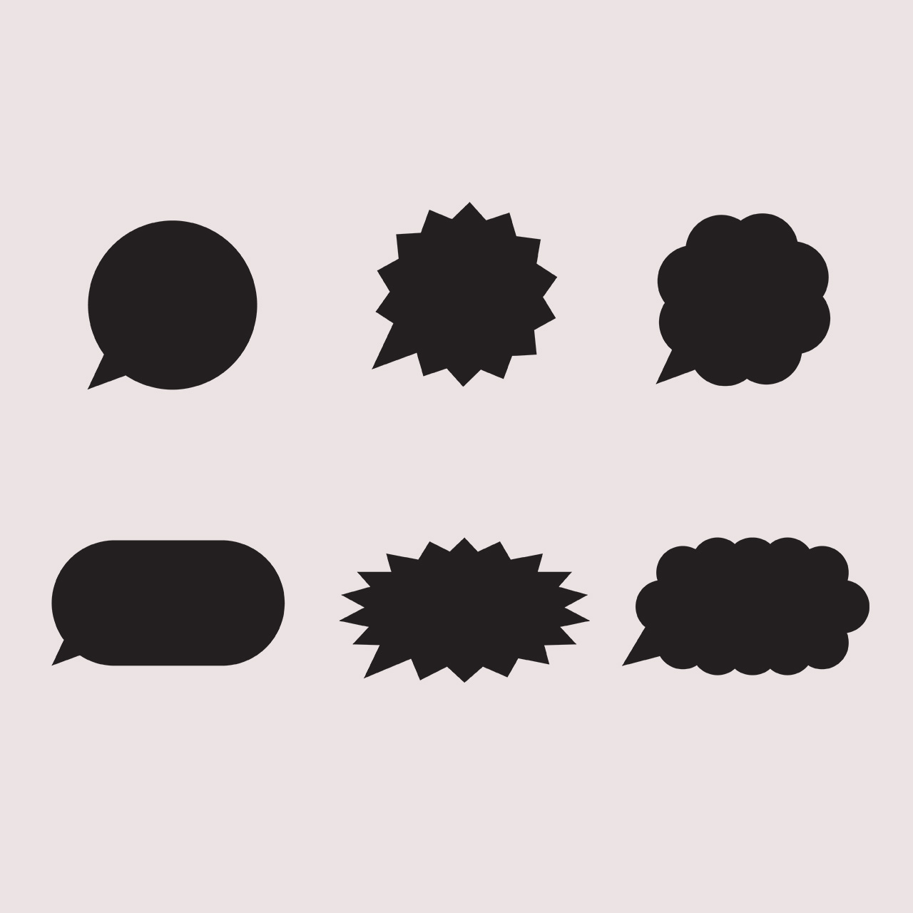 Varianter av snakkebobler i profilen til barnekonseptet for Bærum Kulturhus