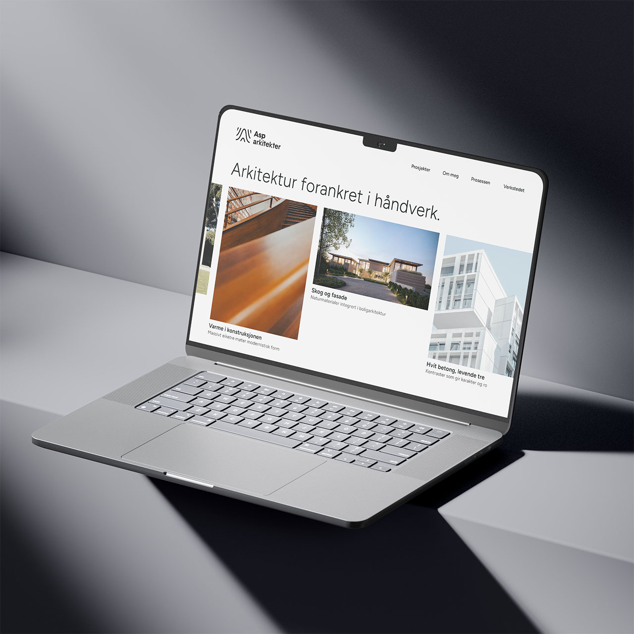 Mockup som viser hvordan nettsiden til Asp arkitekter kan se ut.