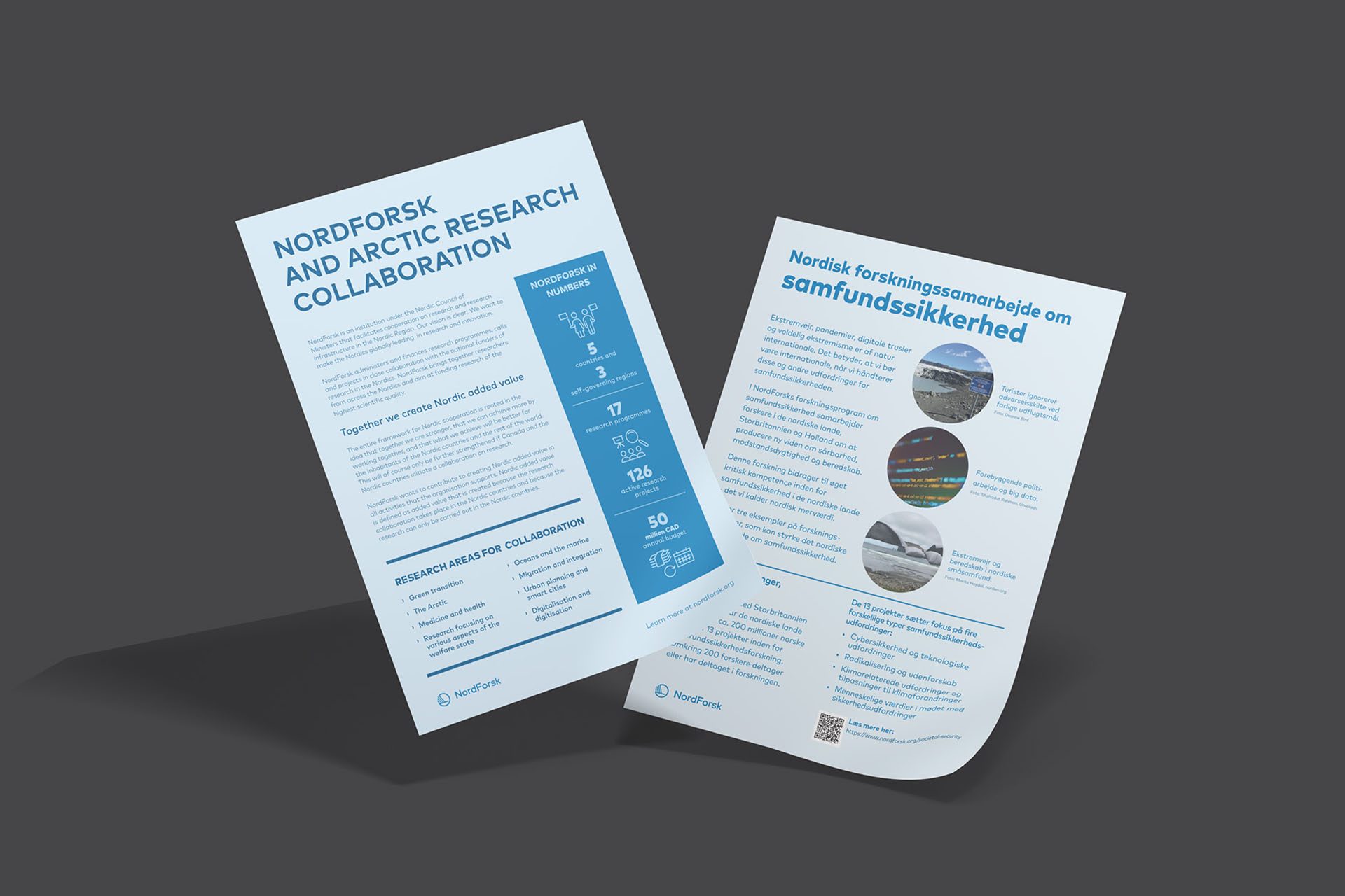 Flyere for NordForsk sin «Arctic research collaboration».