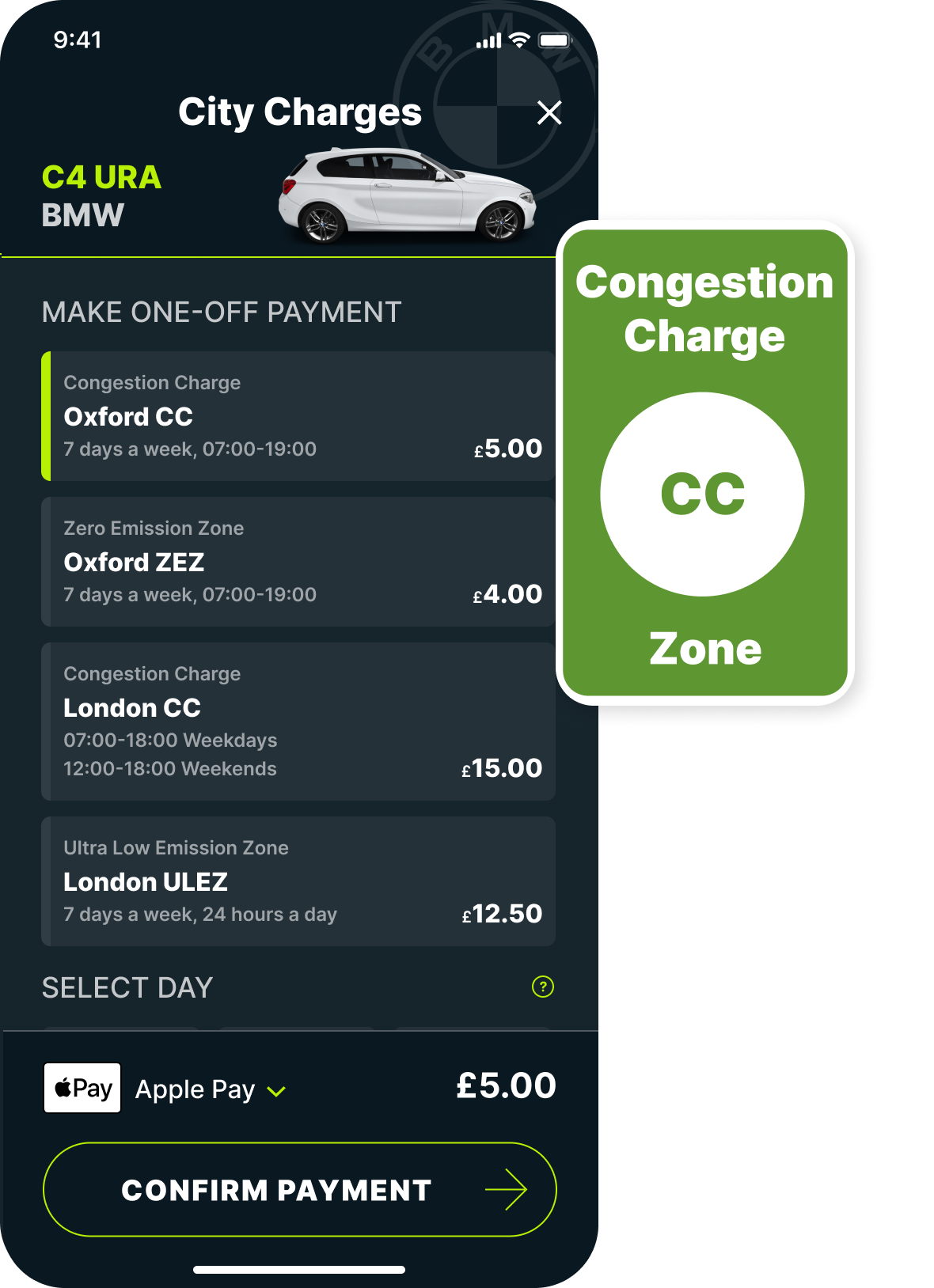 Image of Caura app used to pay congestion charge