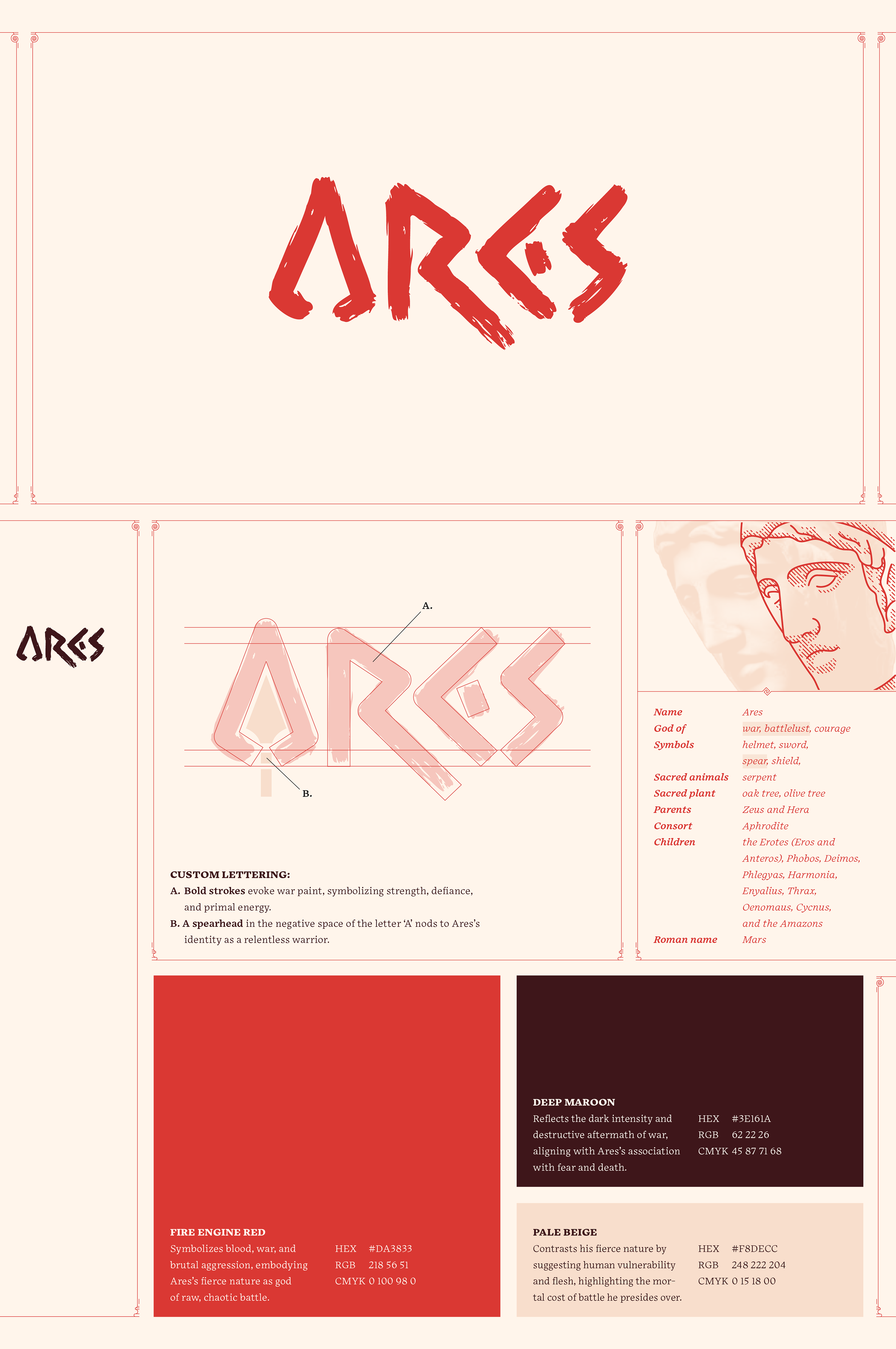 Ares brand design: wordmark logo and color palette