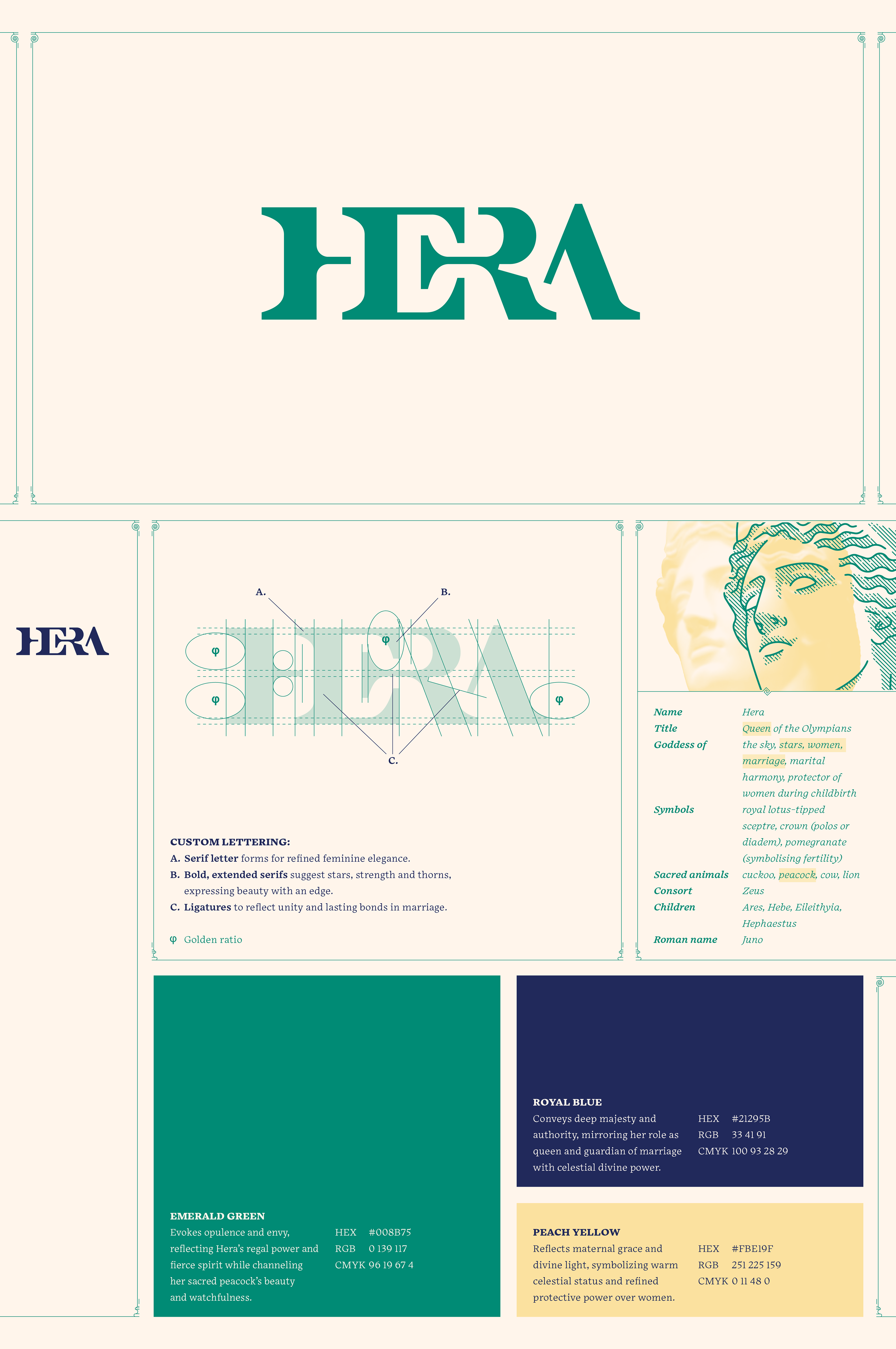 Hera brand design: wordmark logo and color palette