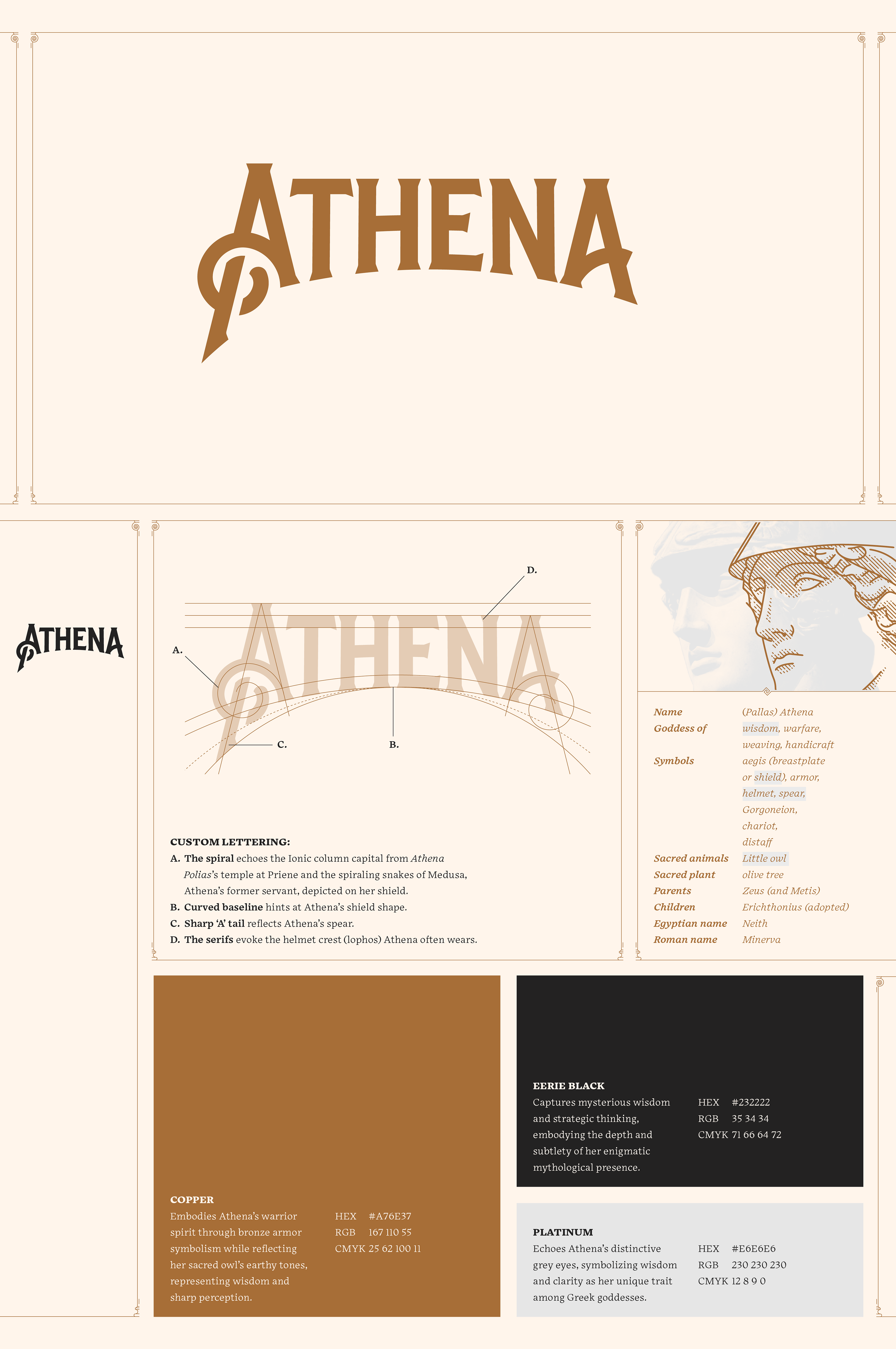 Athena brand design: wordmark logo and color palette