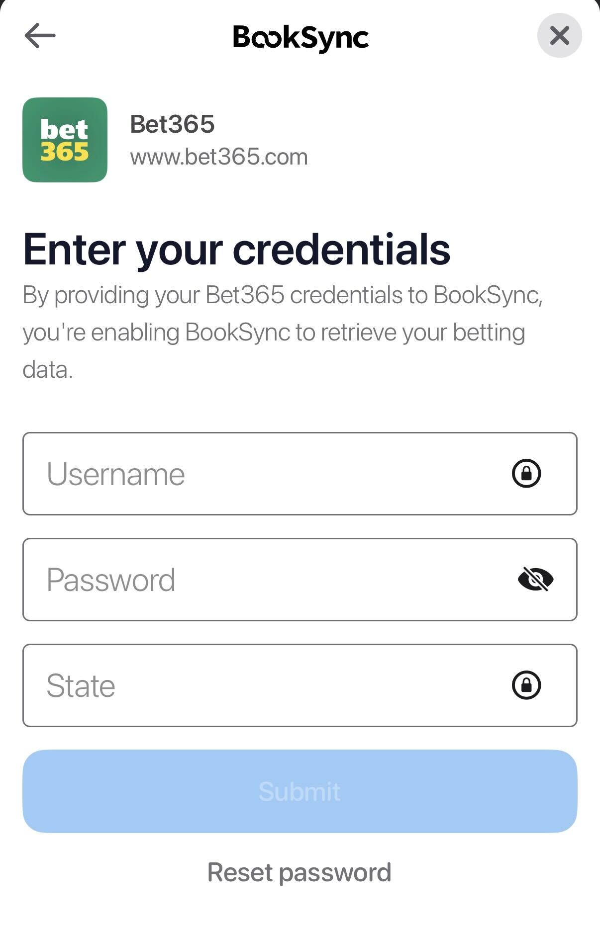 bet365 BookSync Connection
