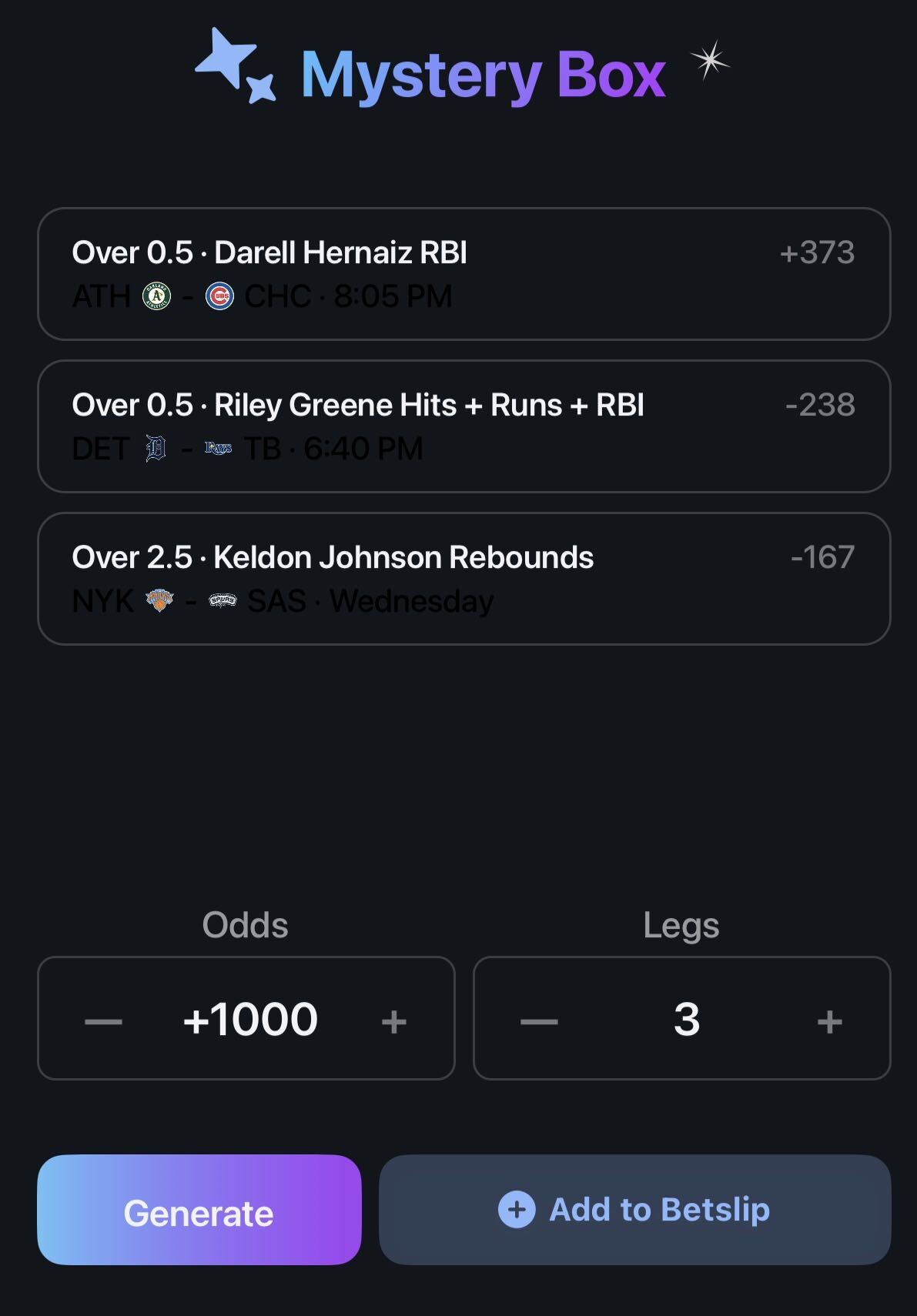 Mystery Box Generated Parlay