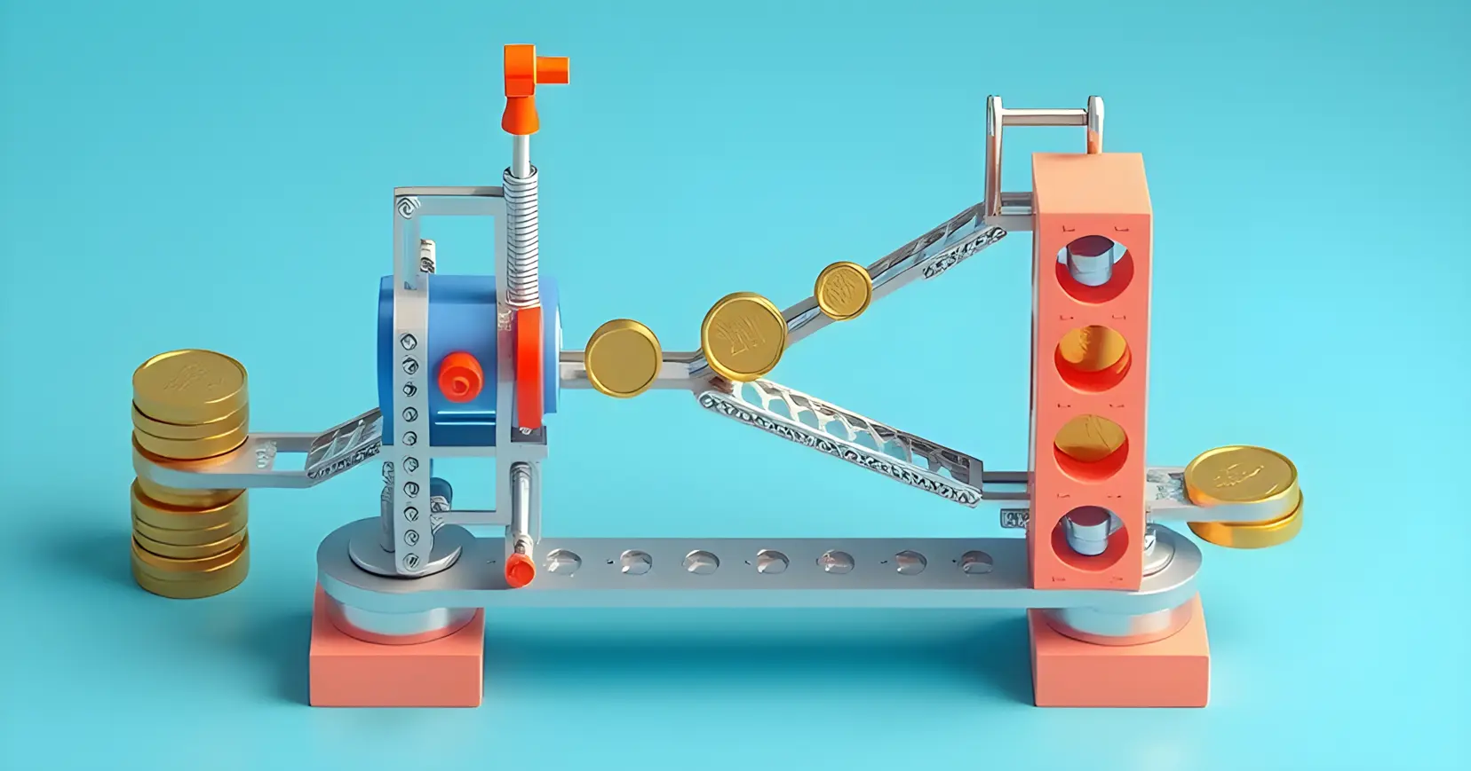 Stylized rube goldberg machine 