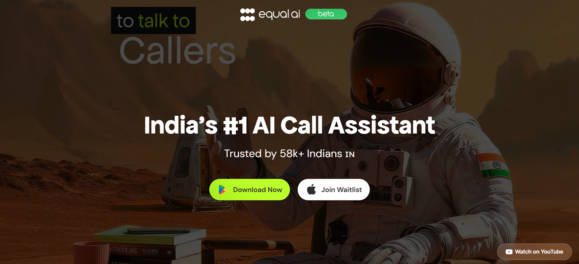 Screenshot of the Equal AI website's homepage