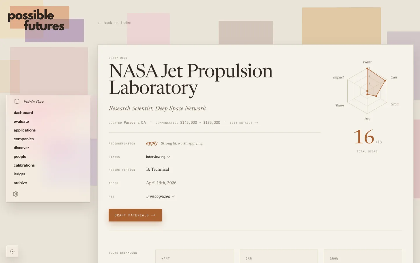 Role page header at the default text size