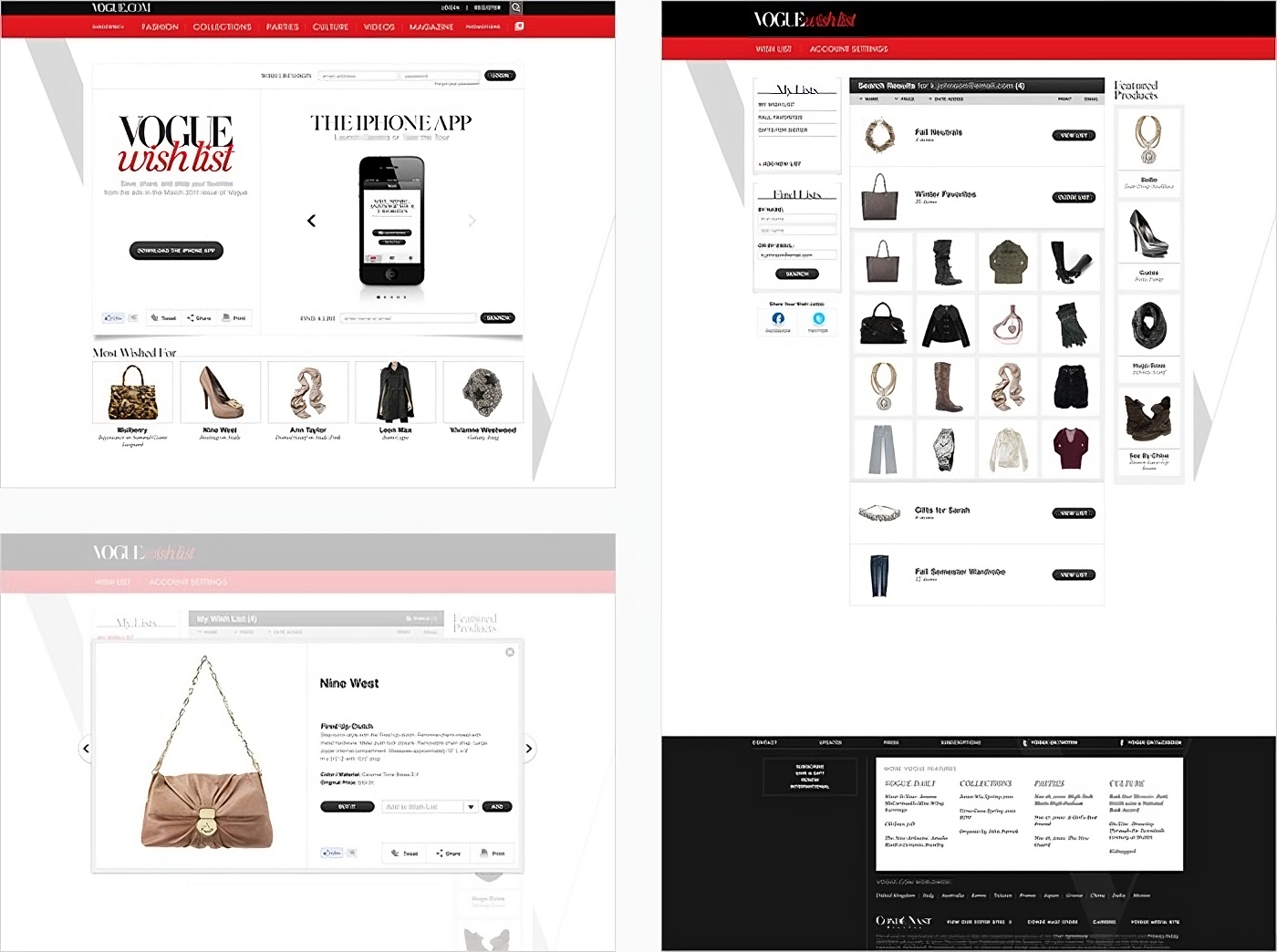 Vogue Wish List web platform screenshots