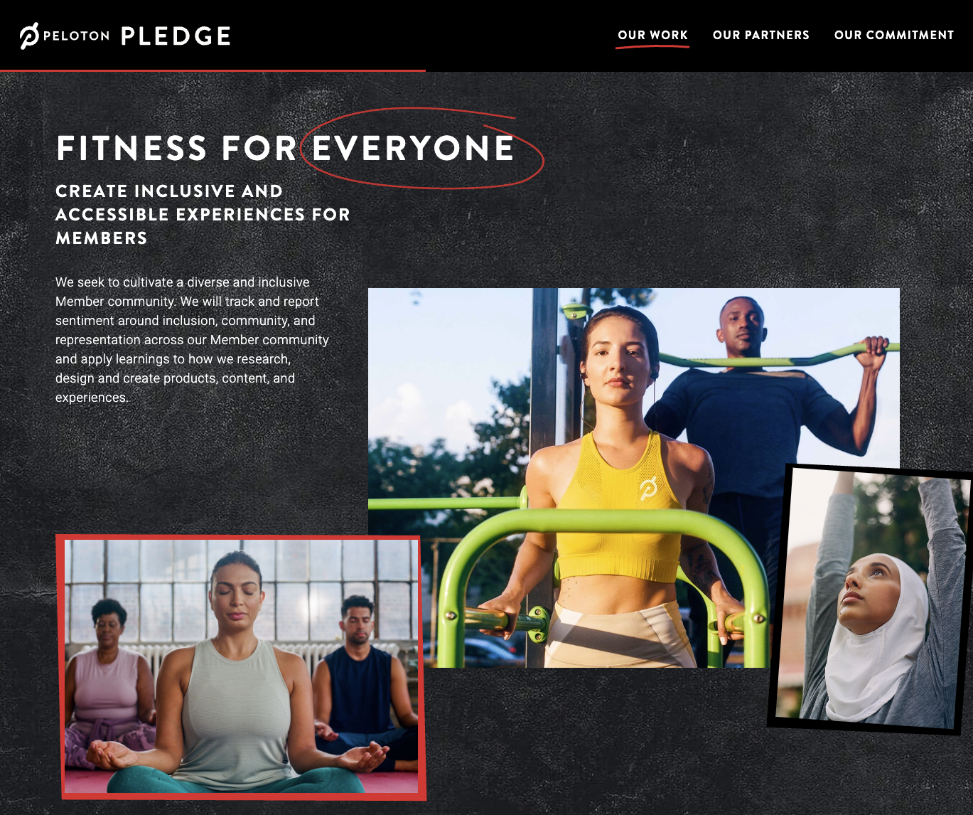 Peloton Pledge inclusive fitness commitment page