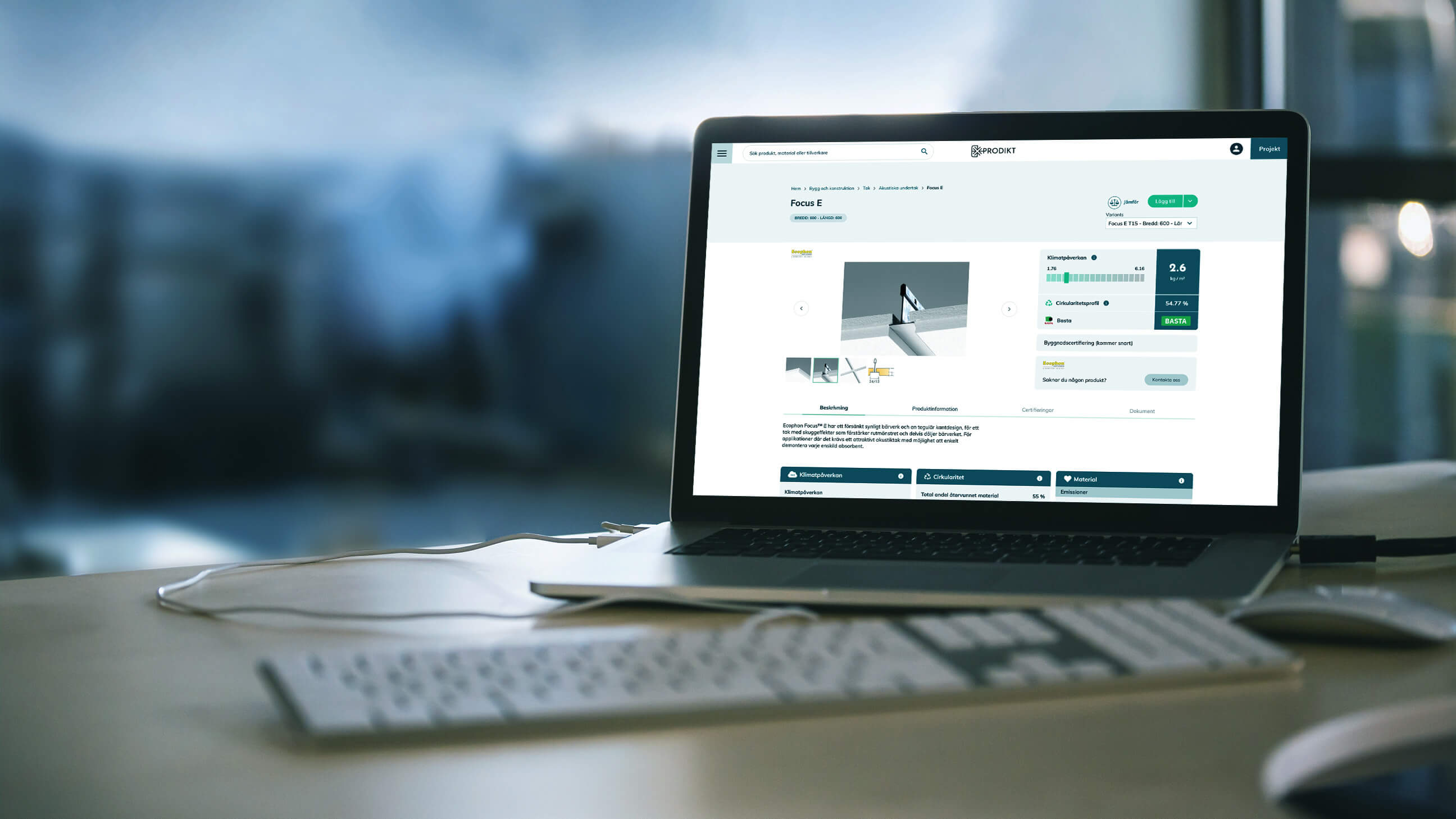 Example of a Prodikt product page on a laptop