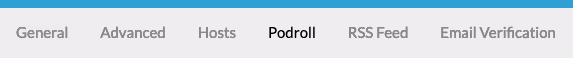 Screenshot: sub nav bar with Podroll selected