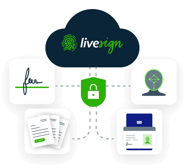 Illustration depicting Livesign's range of services to meet AML compliance