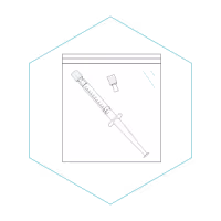 1 x resealable bag containing: 1 x small syringe filled with 1.5 mL of DNA preservation buffer (sealed with reusable Luer Lock cap) and 1 x separate Luer Lock cap