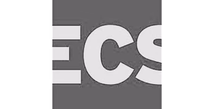 Witte letters ECS op een grijze achtergrond, gedeeltelijk zichtbaar.
