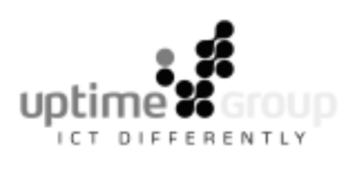 Logo van Uptime Group met icon en slogan ICT differently.