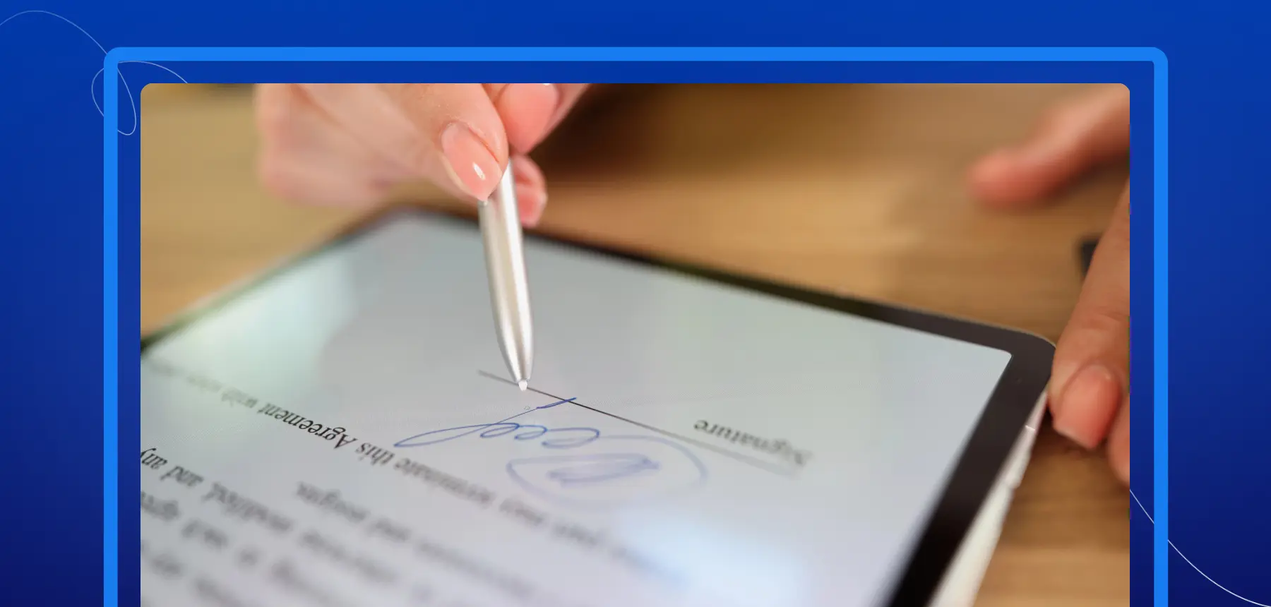 eSignature being created on a mobile tablet for a digital document