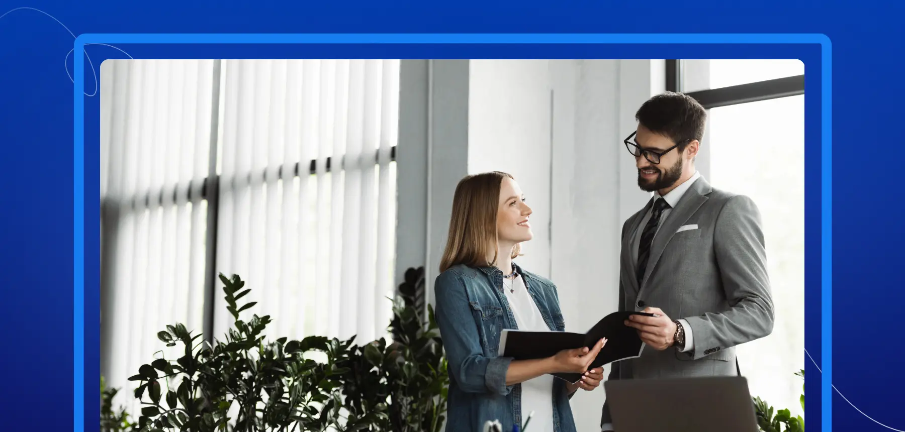 HR manager reviewing subcontractor onboarding documents with a new contractor using a digital eSignature workflow.