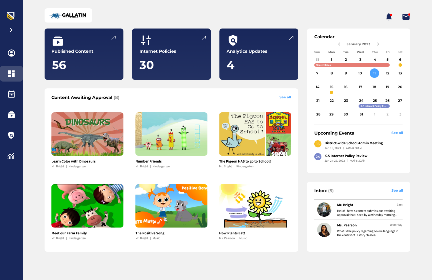 Content Approver Dashboard.