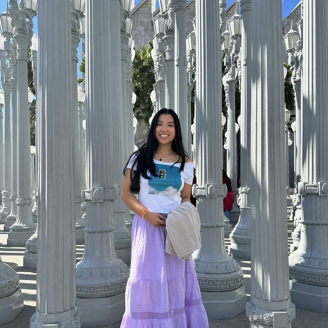Lydia at the LACMA Urban Light outdoor installation.

