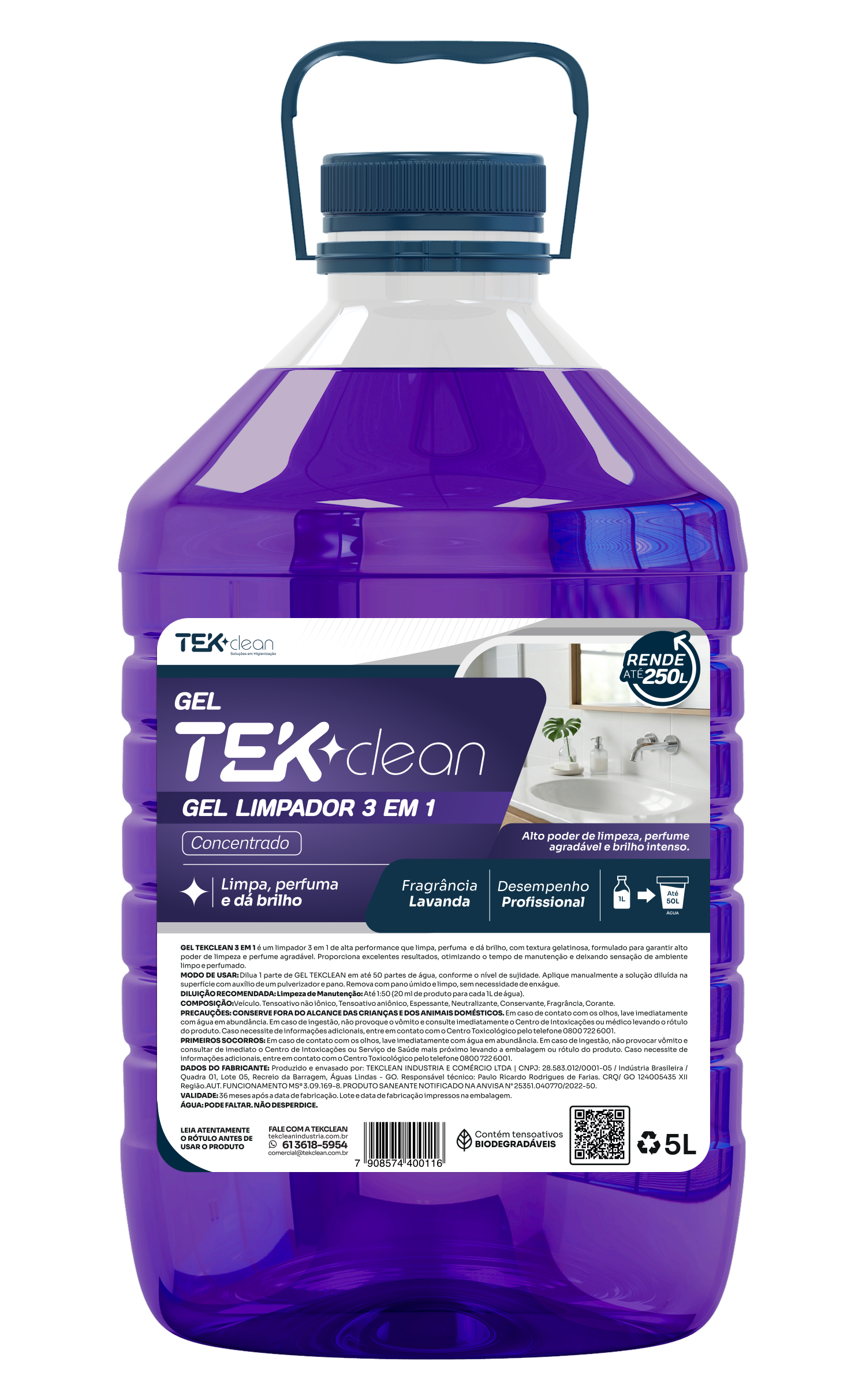 Gel Tekclean Detergente Limpador Concentrado 3 em 1
