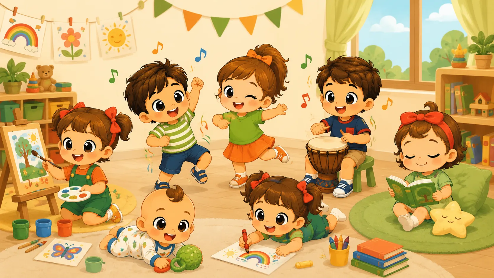 Children dancing and doing crafts at Ladera Ranch Daycare