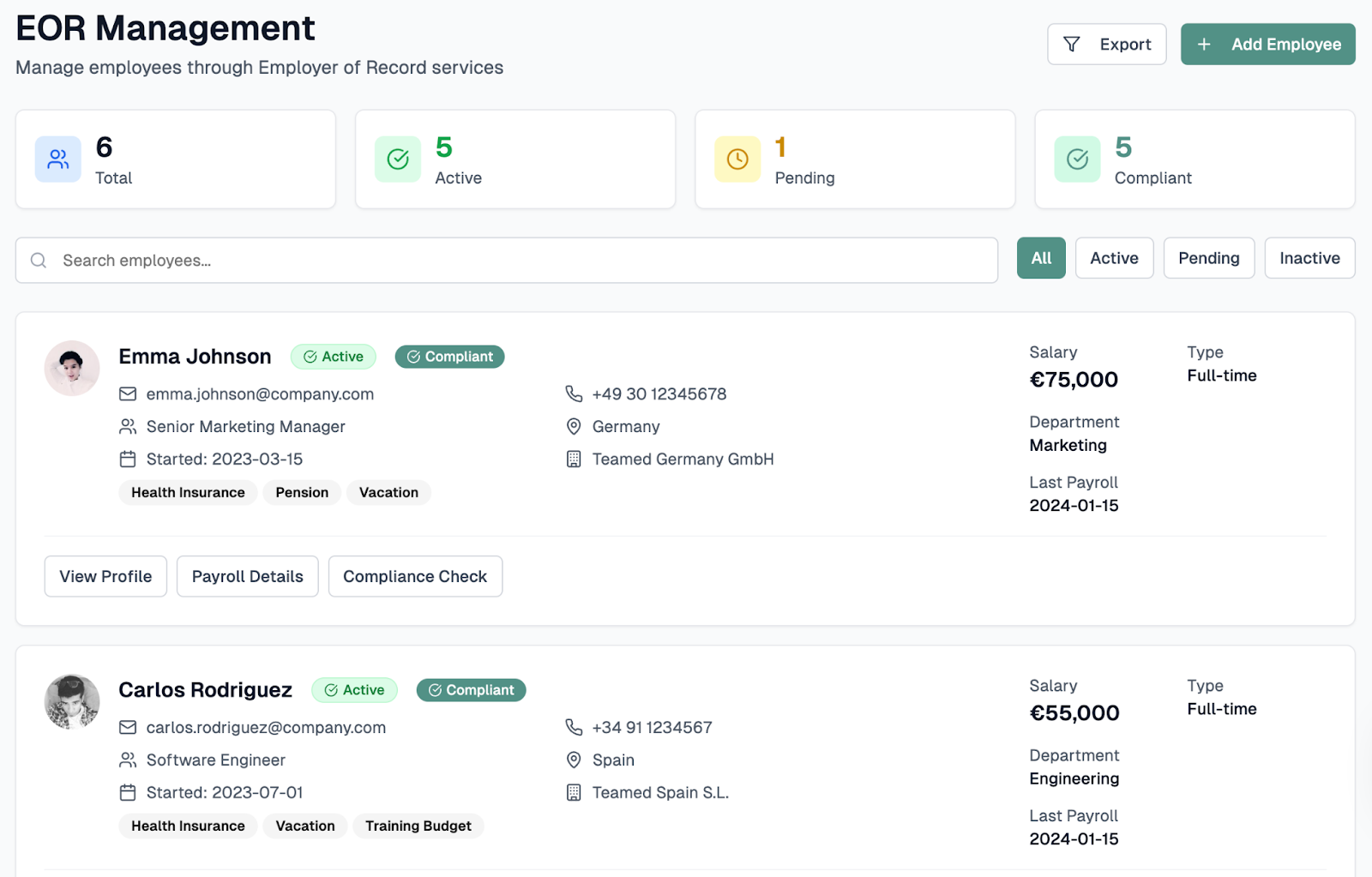 Teamed EOR interface