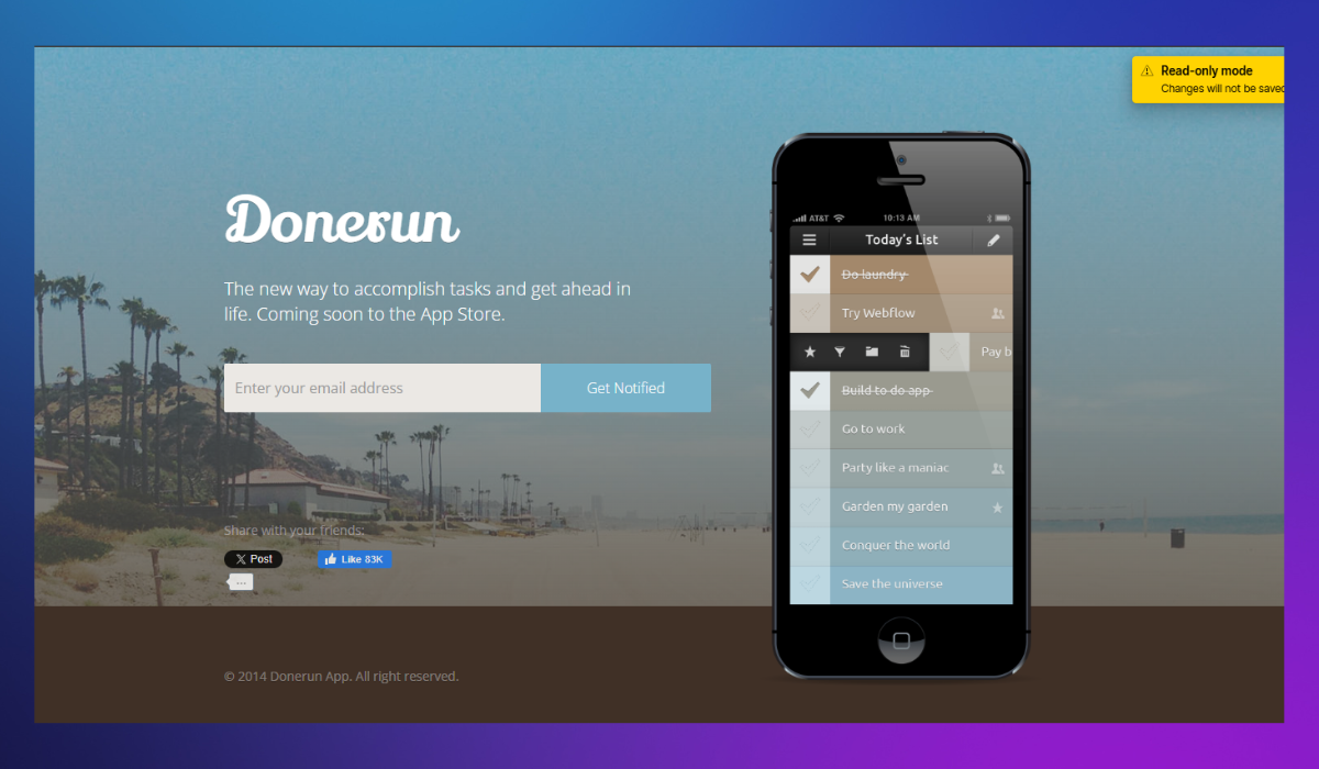 Donerun - Launch & Coming Soon Webflow App Template