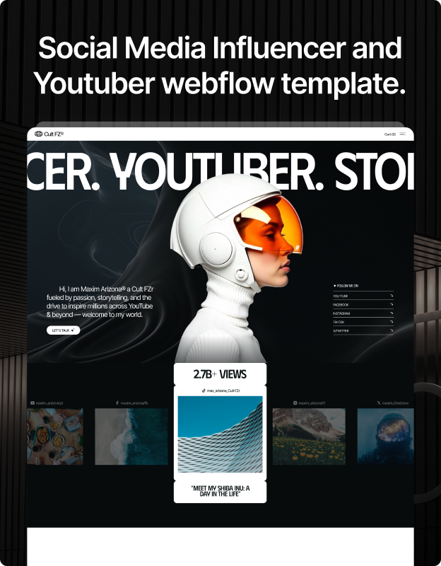 Cult FZ – Social Media Influencer Webflow Template