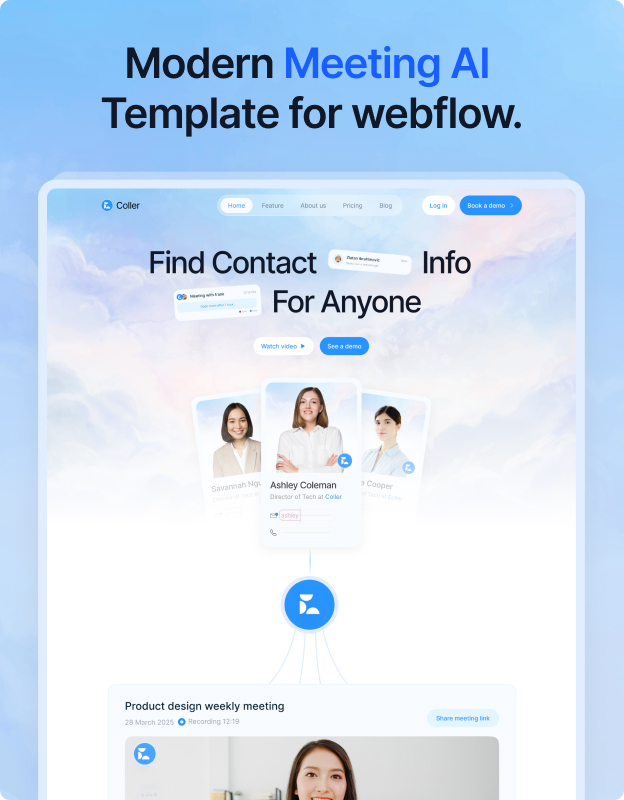 Coller – AI Meeting Tool Webflow SaaS Template